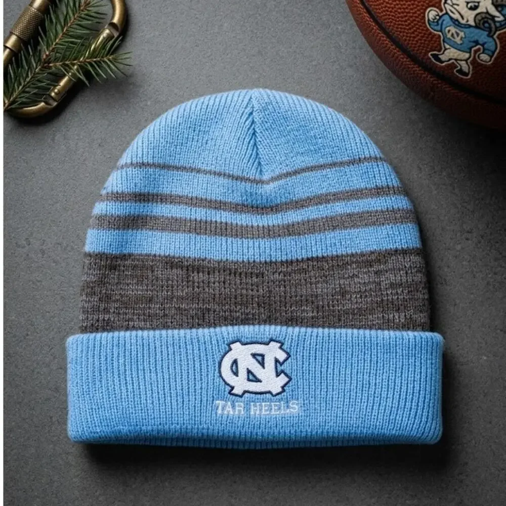 UNC North Carolina Tar Heels Beanie Rameses Ram Carolina Blue Striped NCAA